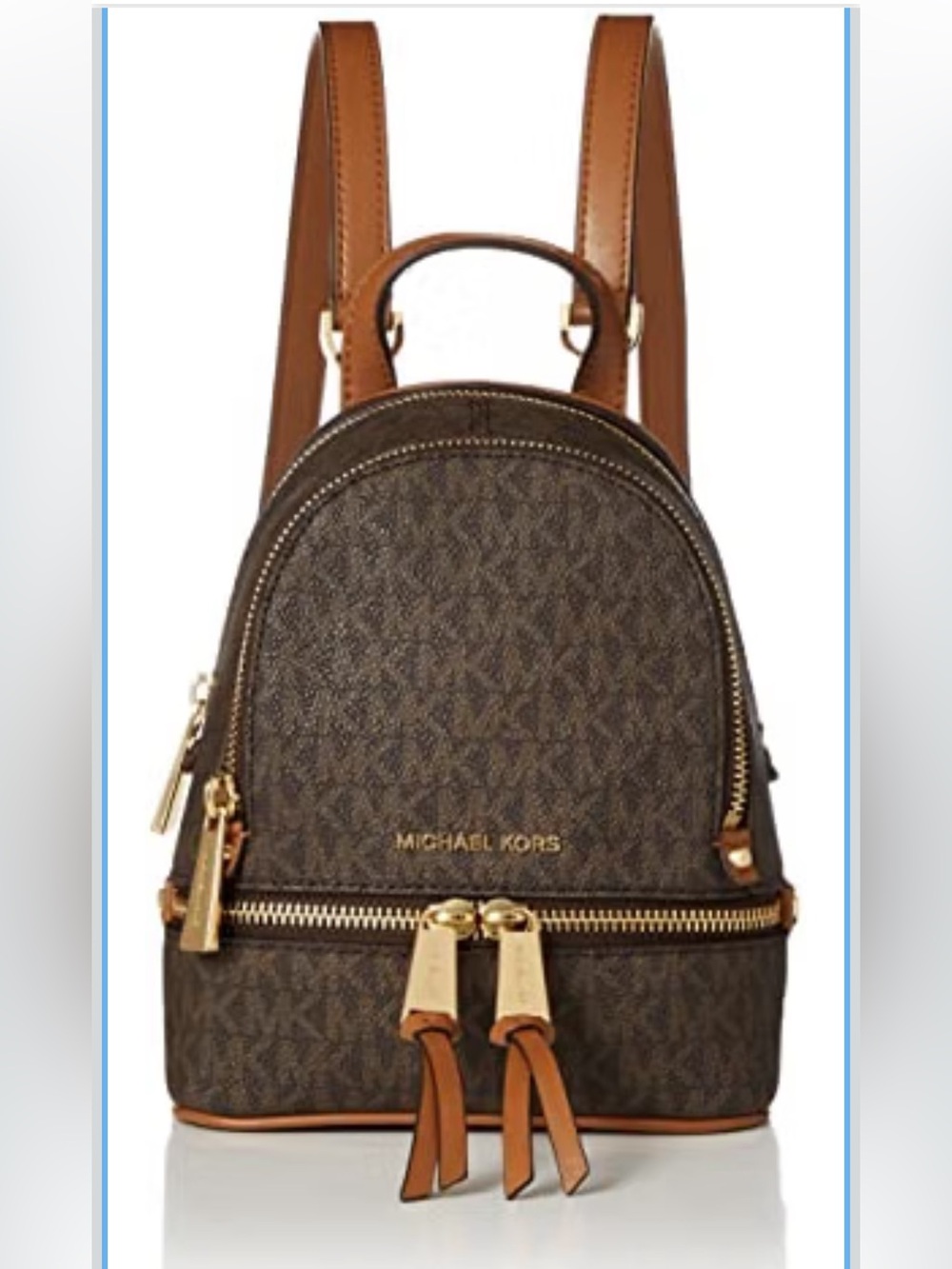Michael Kors Brown MK Signature Mini Backpack with Gold Hardware